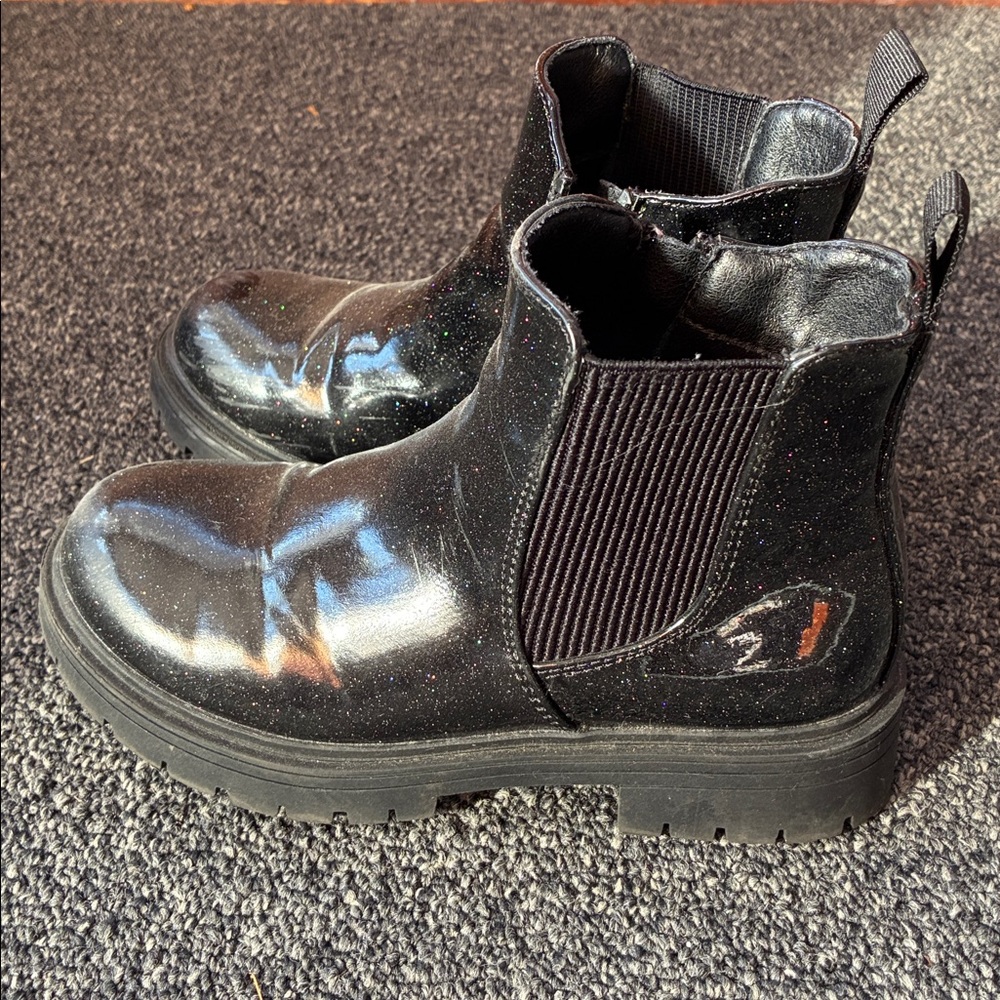 Black Glitter Chelsea Boots